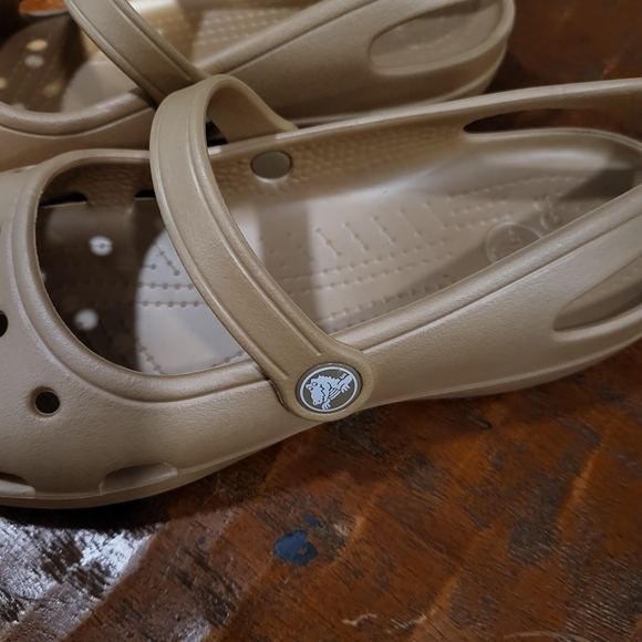 Beige Crocs Mary Jane Women Shoes - Picture 2 of 6